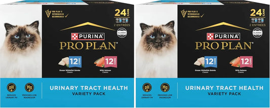 Purina Pro Plan Urinary Tract Health Pate Cat Food Variety Pack,Ocean Whitefish and with Salmon Entrees - 3 oz. Cans,(Pack of 48)