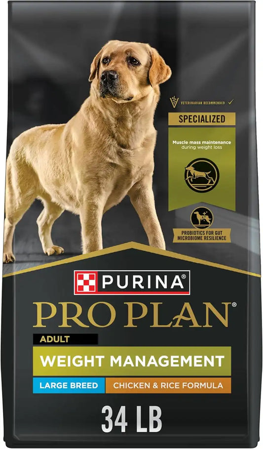 Purina Pro Plan Weight Management Large Breed Dog Food, Chicken, 34 lb Bag