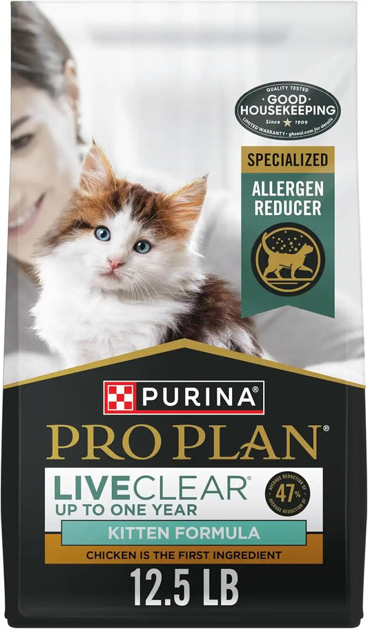 Purina Pro Plan LiveClear Dry Kitten Food, Chicken & Rice, 12.5 lb Bag