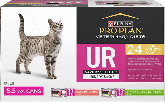 Purina Pro Plan Vet UR Urinary St/Ox Wet Cat Food Variety Pack, (24) 5.5 oz