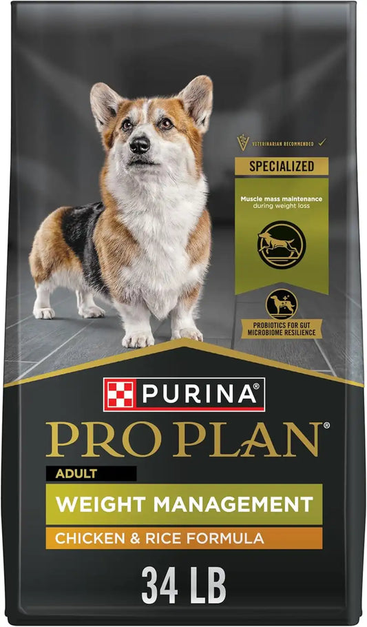 Purina Pro Plan Weight Management Dry Dog Food, Chicken & Rice, 34 lb Bag