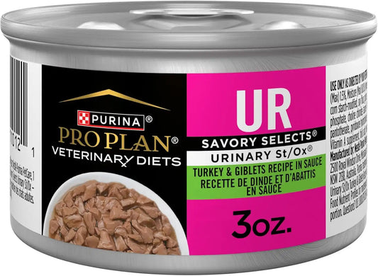 Purina Pro Plan Vet UR Urinary St/Ox Turkey Giblet Wet Cat Food, (24) 3 oz