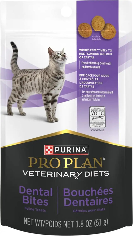 Purina Pro Plan Veterinary Diets Dental Bites Cat Treats, 1.8 oz Pouch