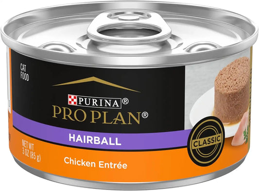 Purina Pro Plan Hairball Control Wet Cat Food Pate, Chicken, (24) 3 oz