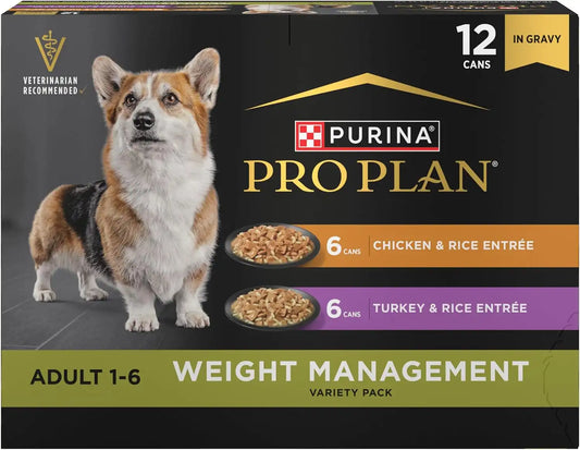 Purina Pro Plan Weight Management Wet Dog Food Variety Pack, (12) 13 oz