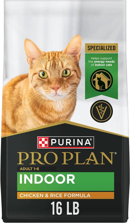 Purina Pro Plan Adult Indoor Chicken and Rice Formula High Protein Cat Food - 16 lb. Bag