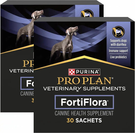 Purina Pro Plan Veterinary Supplements FortiFlora Daily Probiotics for Dogs,Helps Digestive Gut Health and Diarrhea - 30 ct. Box,(Pack of 2)