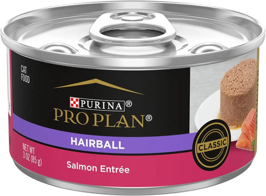 Purina Pro Plan Hairball Control Wet Cat Food Pate, Salmon, (24) 3 oz