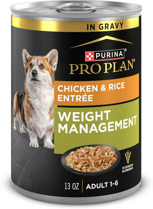 Purina Pro Plan Weight Management Wet Dog Food, Chicken & Rice, (12) 13 oz