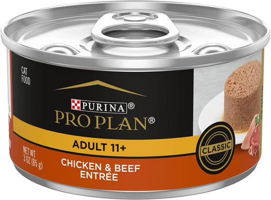 Purina Pro Plan Adult 11+ Senior Wet Cat Food Pate, (24) 3 oz