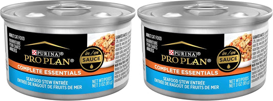 Purina Pro Plan Gravy Wet Cat Food, Complete Essentials Seafood Stew Entree in Sauce - (Pack of 48) 3 oz. Pull-Top Cans