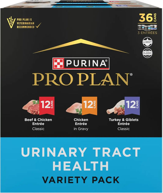Purina Pro Plan Urinary Tract Wet Cat Food Variety Pack, (36) 3 oz Cans