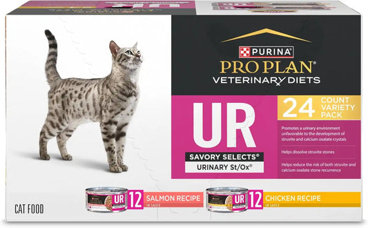 Purina Pro Plan Vet UR Urinary St/Ox Wet Cat Food Variety Pack, (24) 5.5 oz