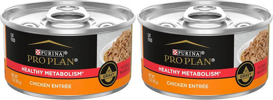 Purina Pro Plan High Protein Gravy Wet Cat Food,Specialized Healthy Metabolism Formula Chicken Entree - 3 oz. Pull-Top Cans,(Pack of 48)