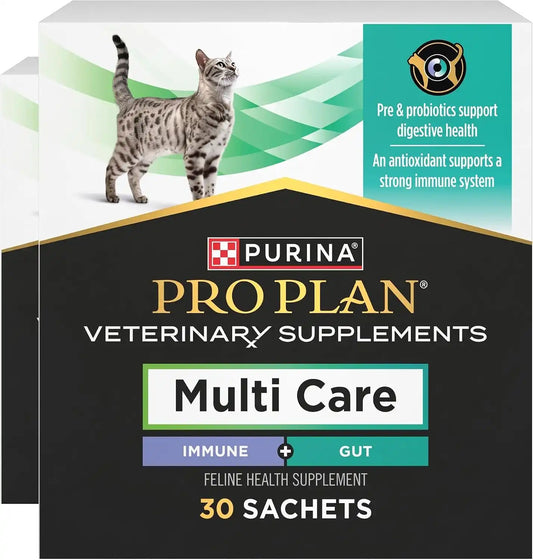 Purina Pro Plan Veterinary Cat Supplements Multi Care Feline Supplement – Digestive Probiotics for Cats – Immune Support Cat Supplement - 30 ct. Box (Pack of 2)