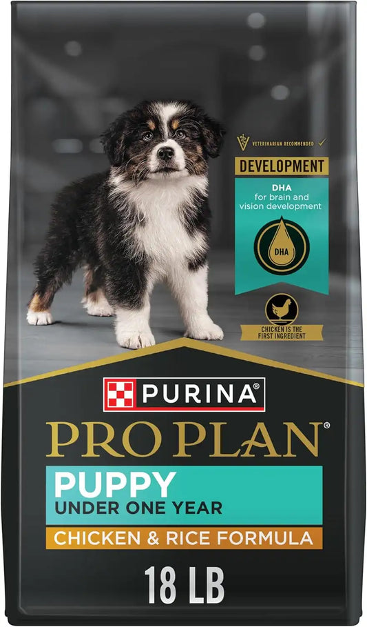Purina Pro Plan High Protein Dry Puppy Food, Chicken & Rice, 18 lb Bag