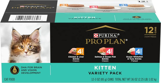 Purina Pro Plan DEVELOPMENT Kitten Wet Food Variety Pack, (2x12) 3 oz Cans
