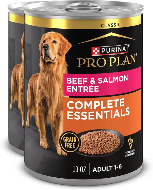 Purina Pro Plan Dog Food Grain Free, Classic Beef and Salmon Entrée - 13 oz. Cans,(Pack of 24)