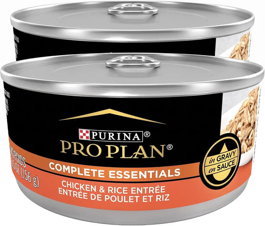 Purina Pro Plan Complete Essentials High Protein Cat Food Wet Gravy,Chicken and Rice Entree - 5.5 Oz. Pull-Top Cans,(Pack of 48)