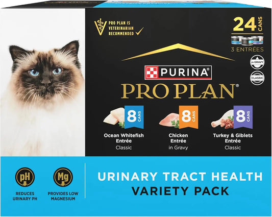 Purina Pro Plan Urinary Tract Wet Cat Food Variety Pack, (24) 3 oz Cans