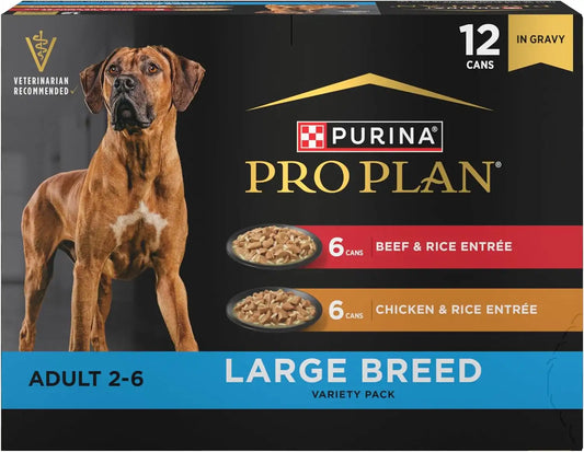Purina Pro Plan Large Breed Wet Dog Food Variety Pack, (12) 13 oz Cans