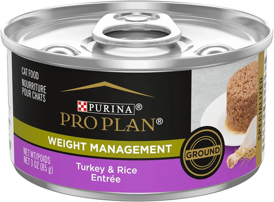 Purina Pro Plan Weight Management Wet Cat Food, Turkey & Rice (24) 3 oz