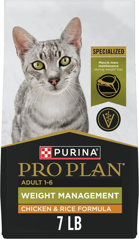 Purina Pro Plan Weight Management Dry Cat Food, Chicken & Rice, 7 lb Bag