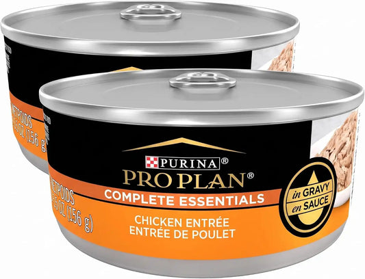 Purina Pro Plan Complete Essentials High Protein Cat Food Gravy,Wet Cat Food Chicken Entree - 5.5 oz. Cans,(Pack of 48)