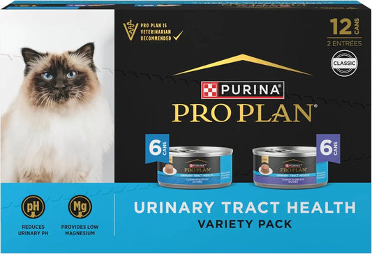 Purina Pro Plan Urinary Cat Wet Food Pate Variety Pack, (12) 5.5 oz Cans
