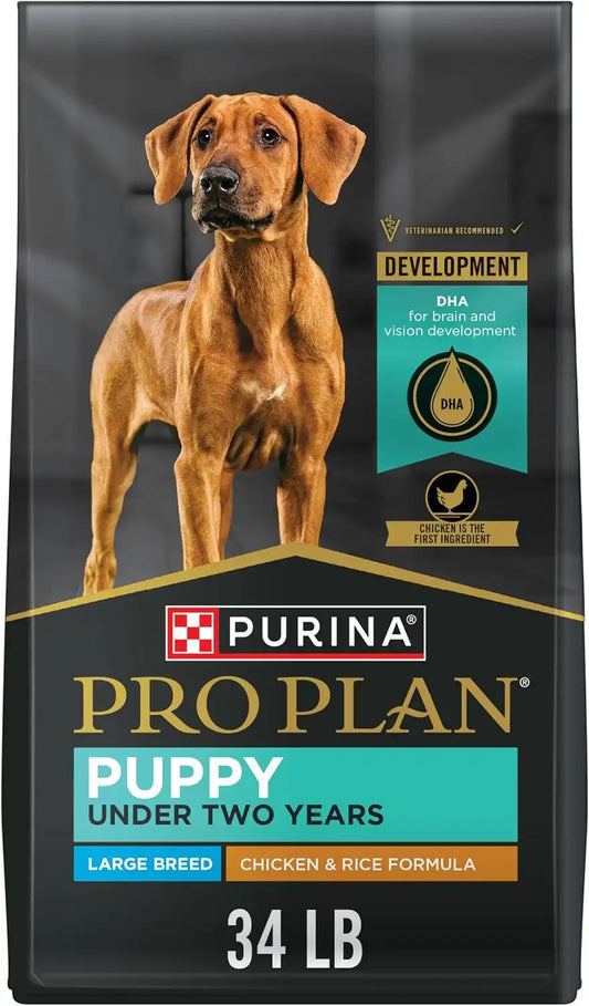 Purina Pro Plan Large Breed Dry Puppy Food, Chicken & Rice, 34 lb Bag