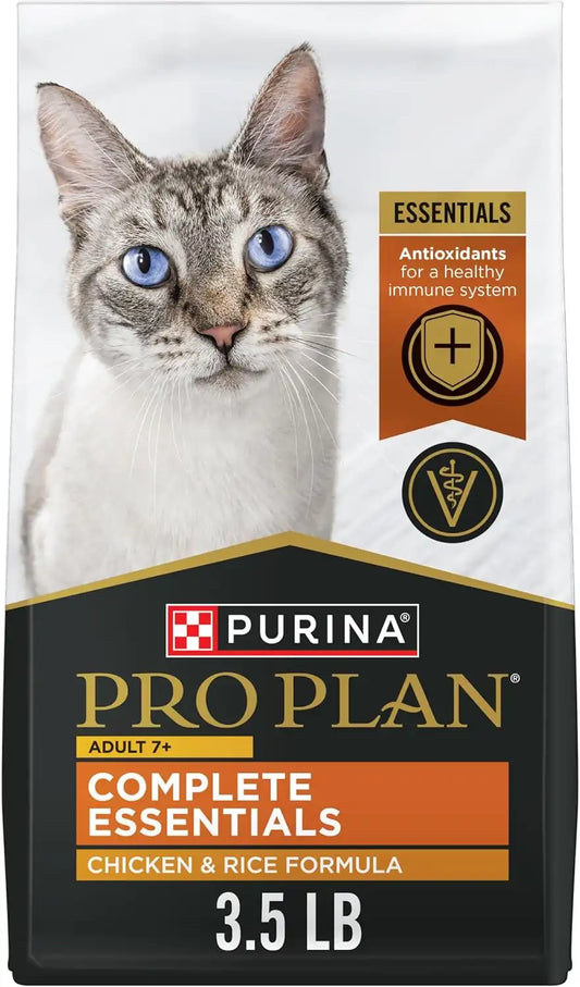 Purina Pro Plan Senior Dry Cat Food, Chicken & Rice, 3.5 lb Bag