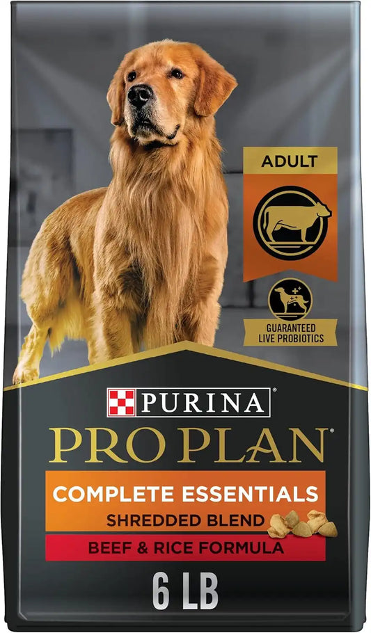 Purina Pro Plan High Protein Dog Food With Probiotics for Dogs, Shredded Blend Beef & Rice Formula - 6 lb. Bag