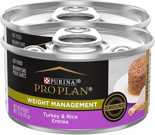 Purina Pro Plan Weight Control Pate Wet Cat Food,Specialized Weight Management Turkey & Rice Entree - 3 oz. Pull-Top Cans,(Pack of 48)