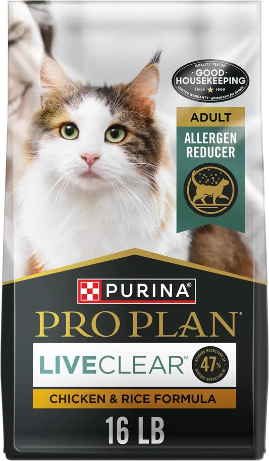 Purina Pro Plan LiveClear Allergen Reducing Dry Cat Food, Chicken, 16 lb