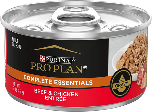 Purina Pro Plan High Protein Wet Cat Food in Gravy Beef & Chicken (24) 3 oz