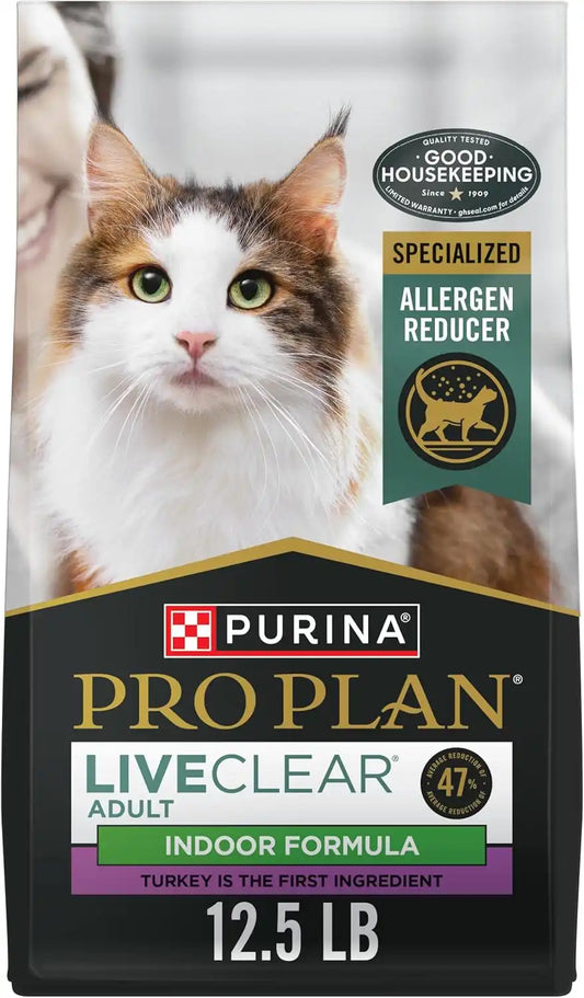 Purina Pro Plan LiveClear Indoor Cat Food, Turkey & Rice, 12.5 lb Bag