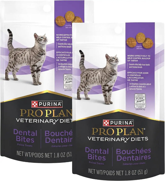 Pro Plan Veterinary Diets Purina Dental Bites Cat Treats - 1.8 oz. Pouch (Pack of 2)