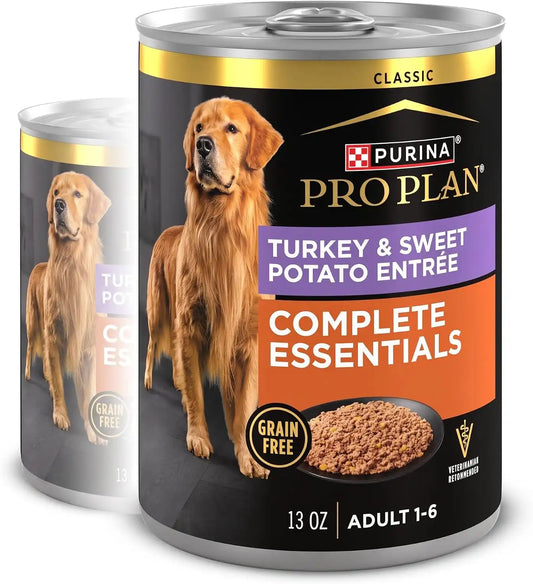 Purina Pro Plan Dog Food,Grain Free Wet Classic Turkey and Sweet Potato Entrée - 13 oz. Cans,(Pack of 24)