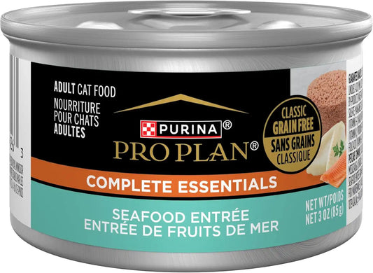 Purina Pro Plan Grain Free Wet Cat Food Pate, Seafood Entree, (24) 3 oz