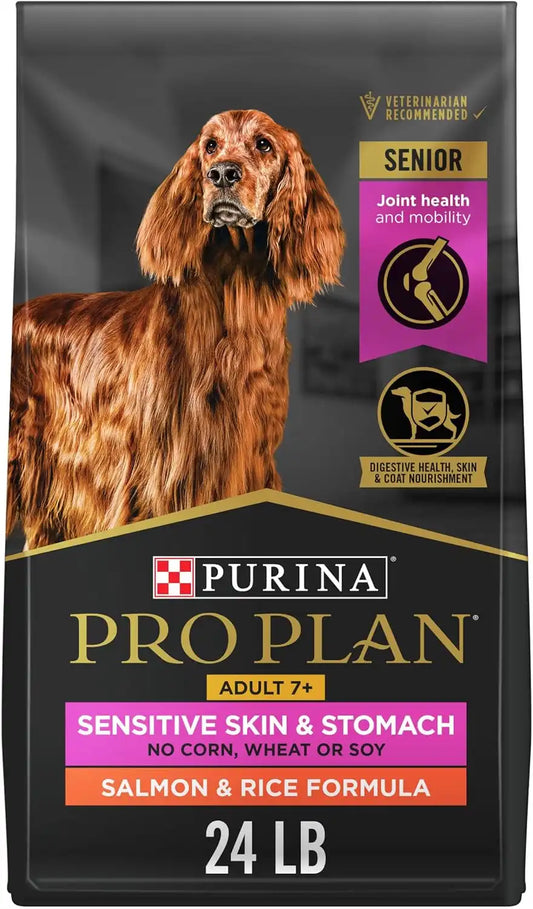 Purina Pro Plan Sensitive Skin & Stomach Dry Dog Food, Senior, 24 lb Bag