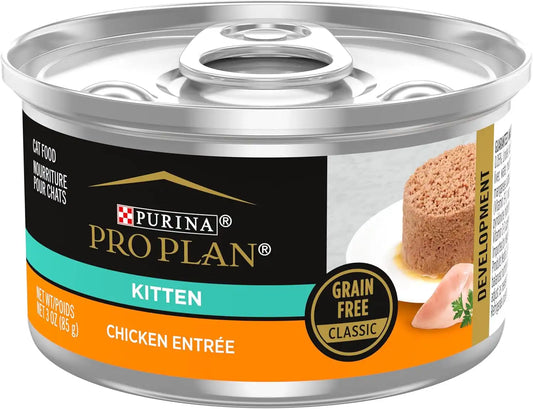 Purina Pro Plan Grain Free Wet Kitten Food Pate, Chicken Entree, (24) 3 oz
